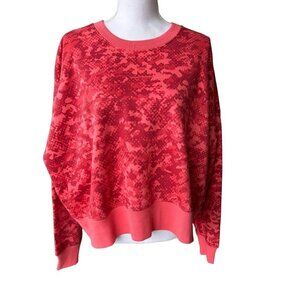 Under Armour Womens Rival Fleece Sweatshirt Top Orange Camo Sz Large New $60